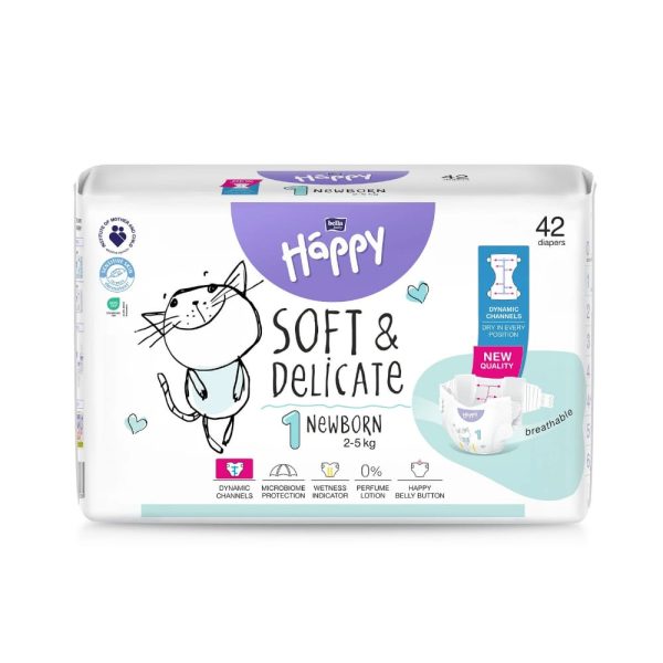 Scutece Happy New Born, 42 buc